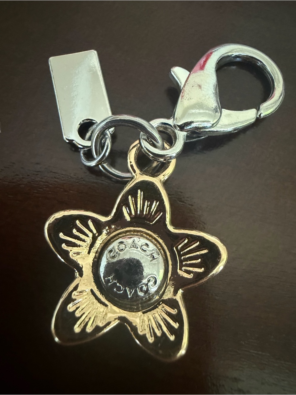 Coach Two-Tone Star Flower Charm Key Clip